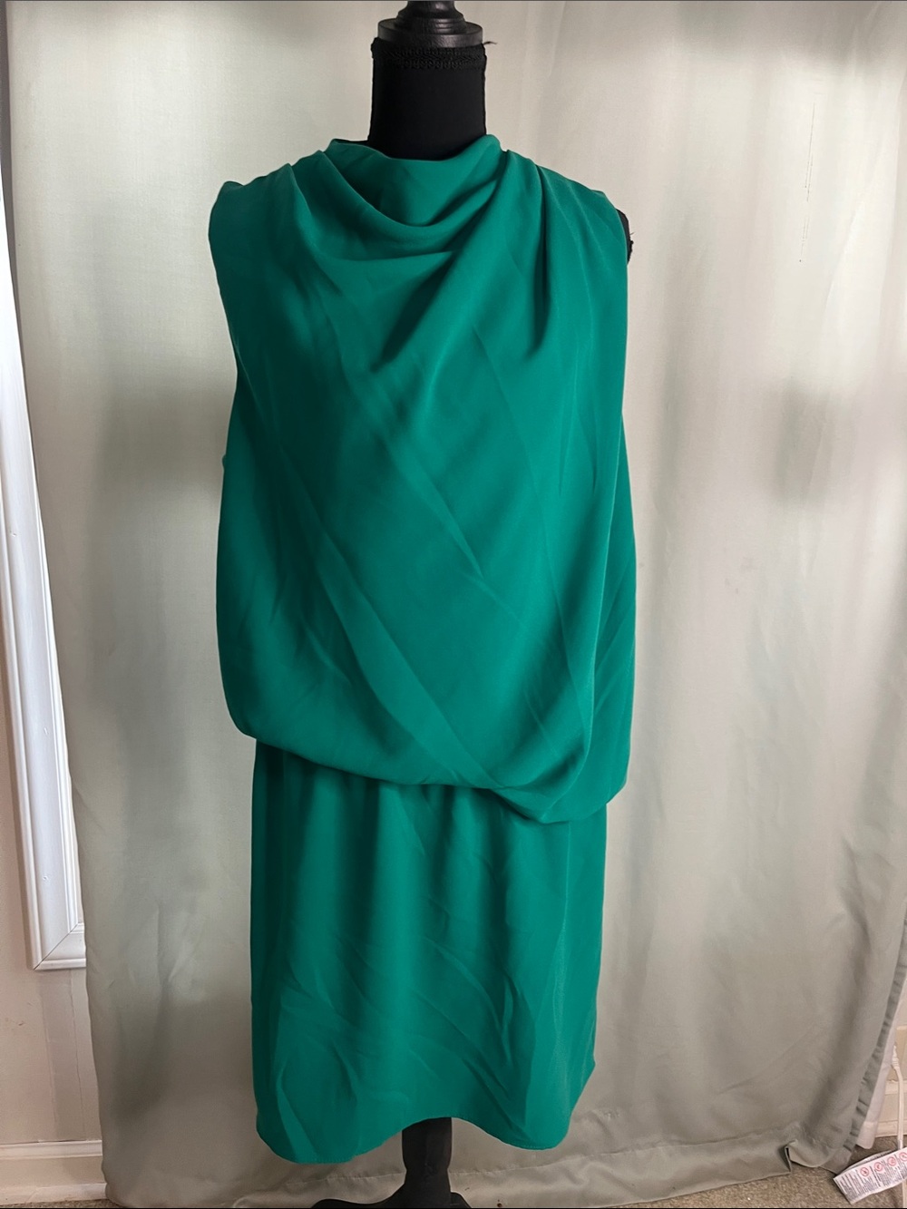 Sleeveless Draped Green Cocktail Dress